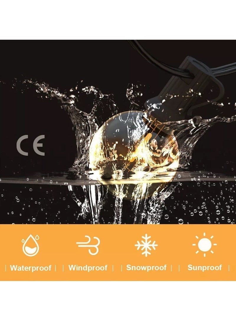 مووبزا سلسلة مصابيح LED مع 25 لمبة G40 بطول 7 متر. مانعة لتسرب الماء ودائم. مع خطافات معلقة وروابط قابلة للتمديد. أضواء زينة رمضان والعيد. - Image 5